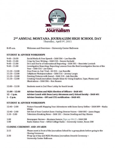 High School Day - 2015 Schedule2