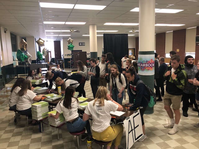 The C.M. Russell High School Russellog staff held a distribution party -- complete with a live jazz band -- in the school cafeteria on May 16. This years 300+ page book sold out quickly.